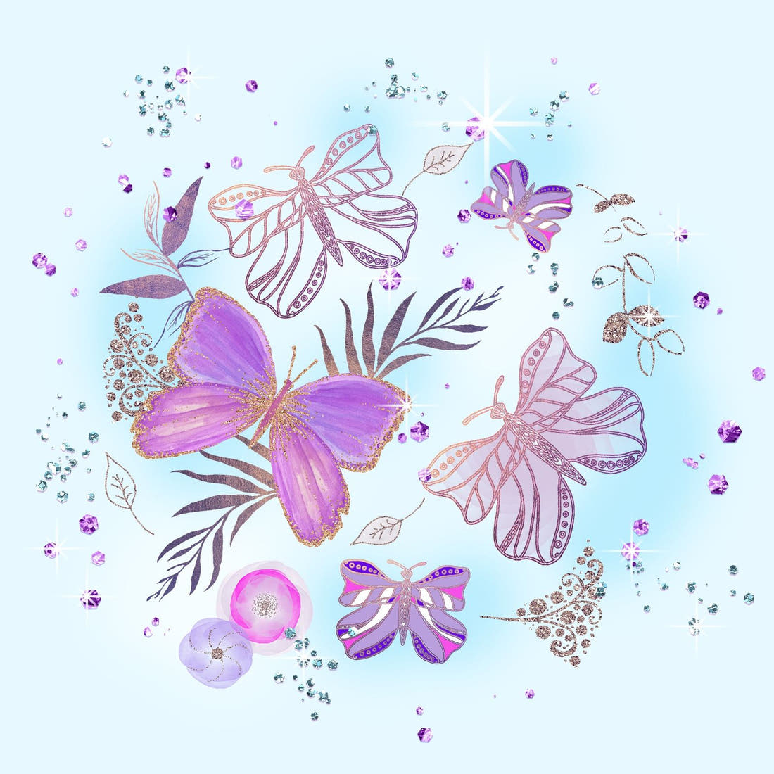 Design 489 Butterfly Panel – full artwork close-up of the printed picture | Fabric by Missy Rose