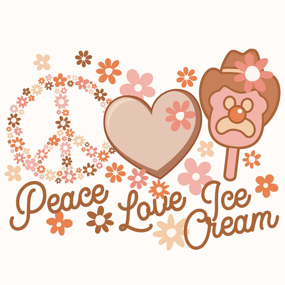 Design 49 Retro Ice Cream Panel – full artwork close-up of the printed picture | Fabric by Missy Rose