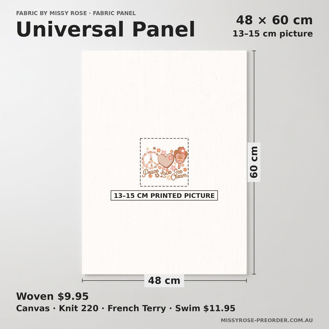 Design 49 Retro Ice Cream Panel universal panel sizing – 13–15 cm printed picture on 48 × 60 cm fabric | Fabric by Missy Rose