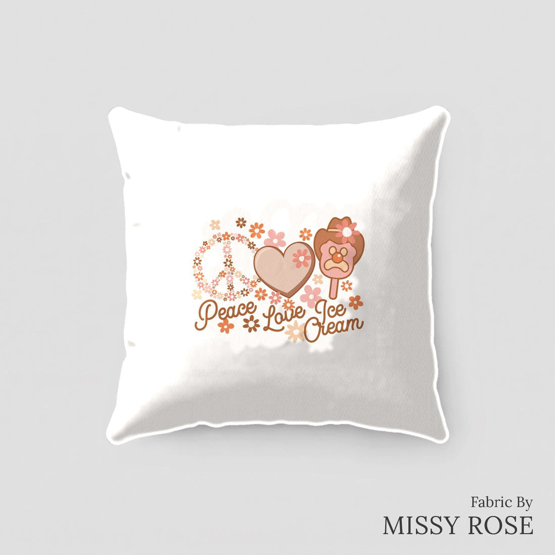 Design 49 Retro Ice Cream Panel sewn into a cushion – see how the panel looks made up | Fabric by Missy Rose