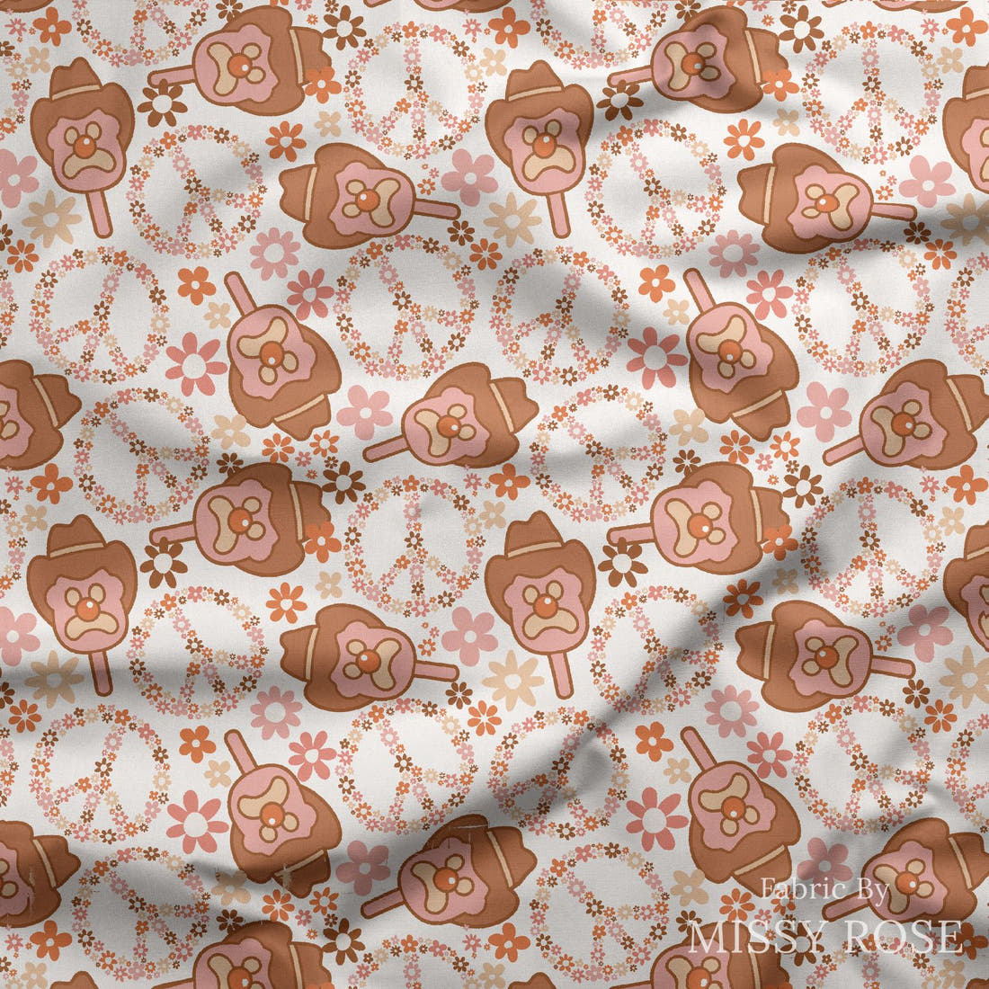 Design 49 Retro Ice Cream Fabric draped fabric mockup – custom printed fabric by the metre | Fabric by Missy Rose