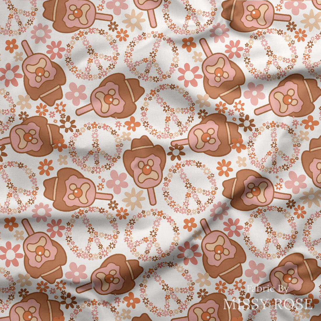 Design 49 Retro Ice Cream Fabric draped fabric mockup – custom printed fabric by the metre | Fabric by Missy Rose