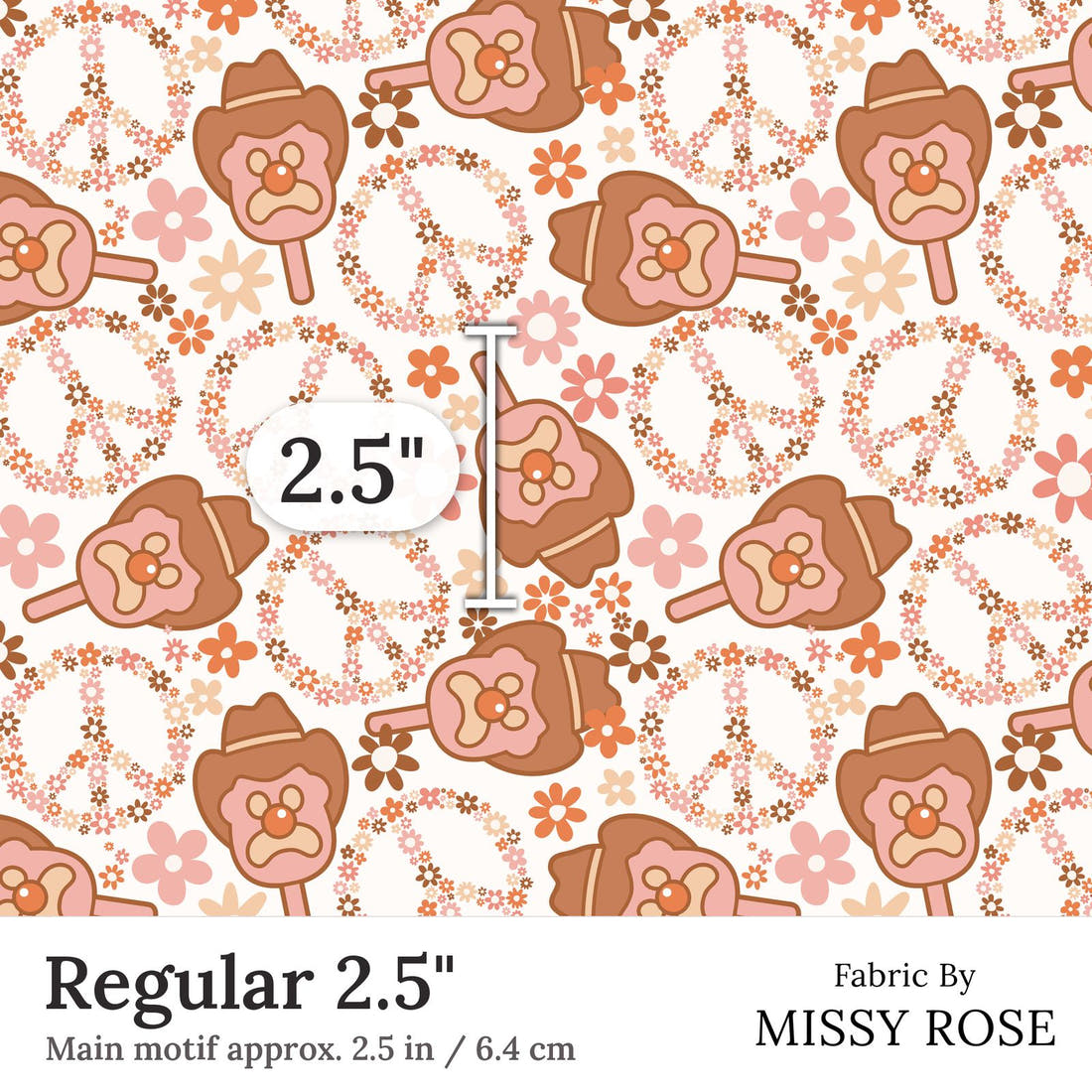 Design 49 Retro Ice Cream Fabric Regular 2.5 inch print scale guide | Fabric by Missy Rose