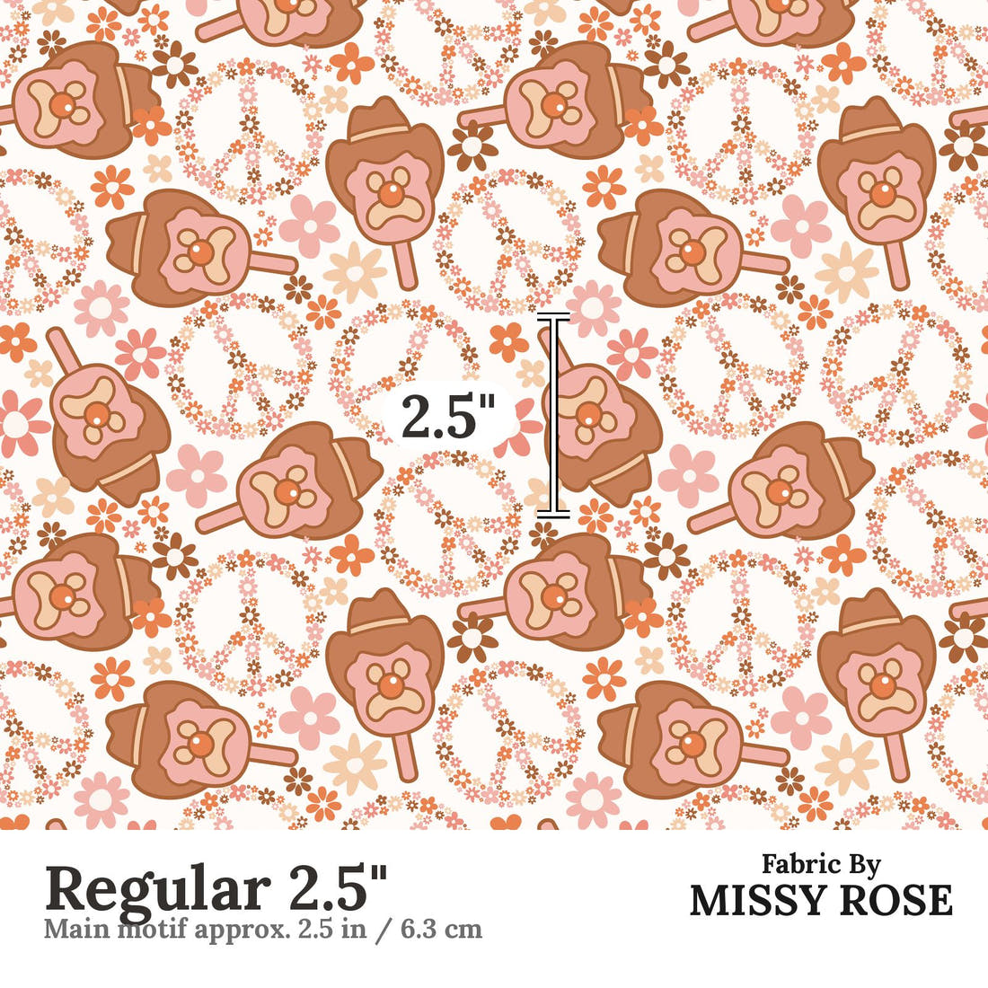 Design 49 Retro Ice Cream Fabric Regular 2.5" - print scale | Fabric by Missy Rose