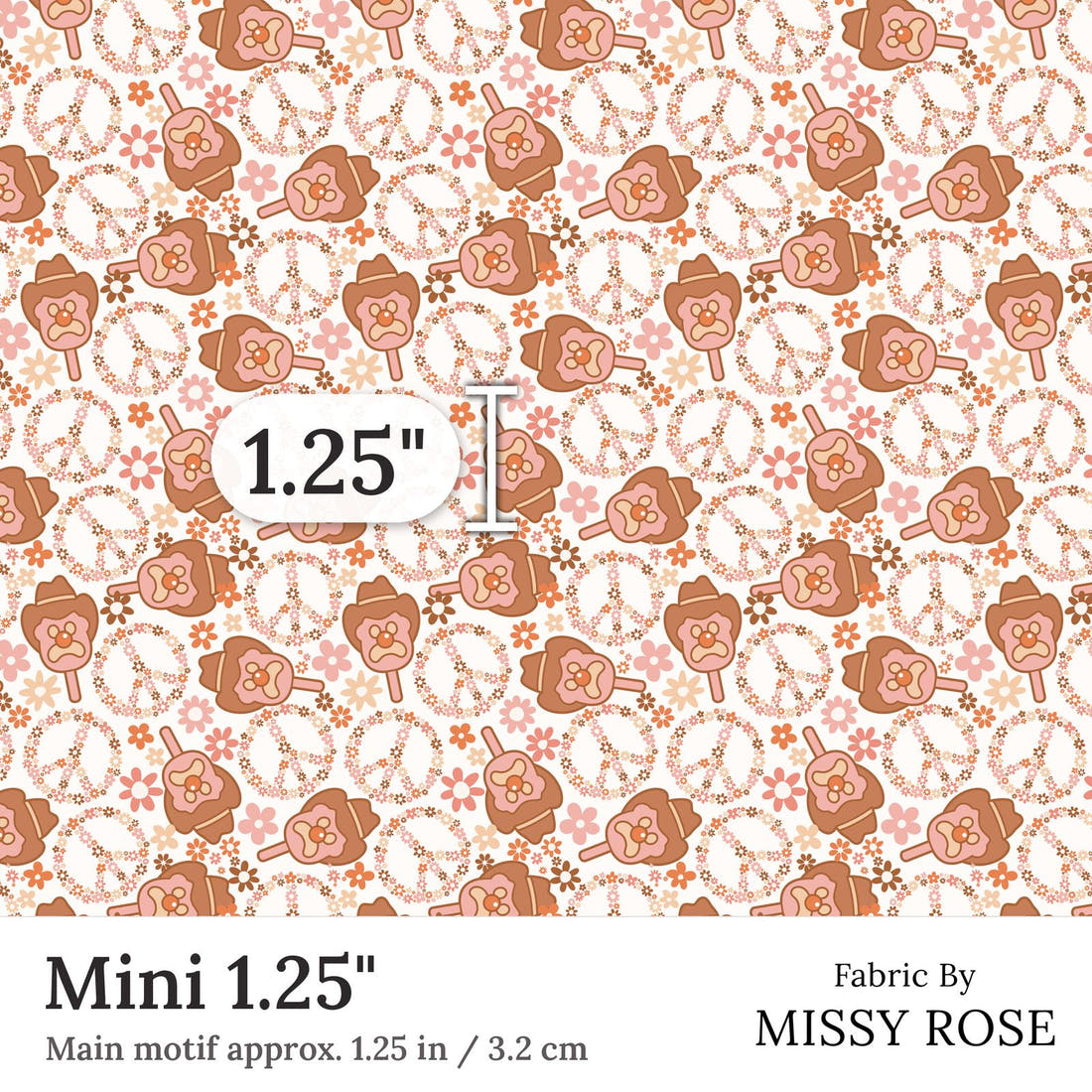 Design 49 Retro Ice Cream Fabric Mini 1.25 inch print scale guide | Fabric by Missy Rose