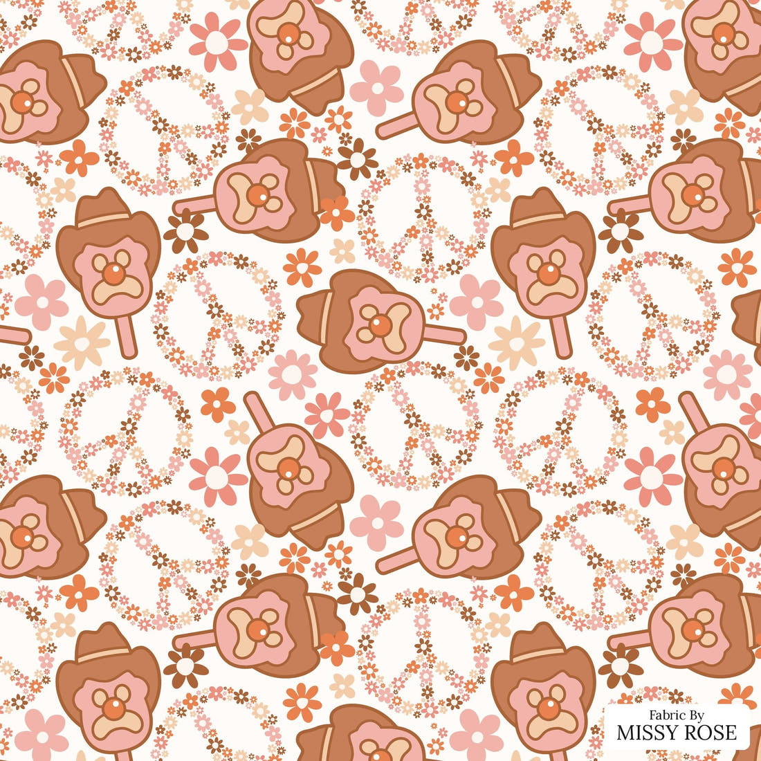 Design 49 Retro Ice Cream Fabric - flat view of the print, zoom in for detail | Fabric by Missy Rose