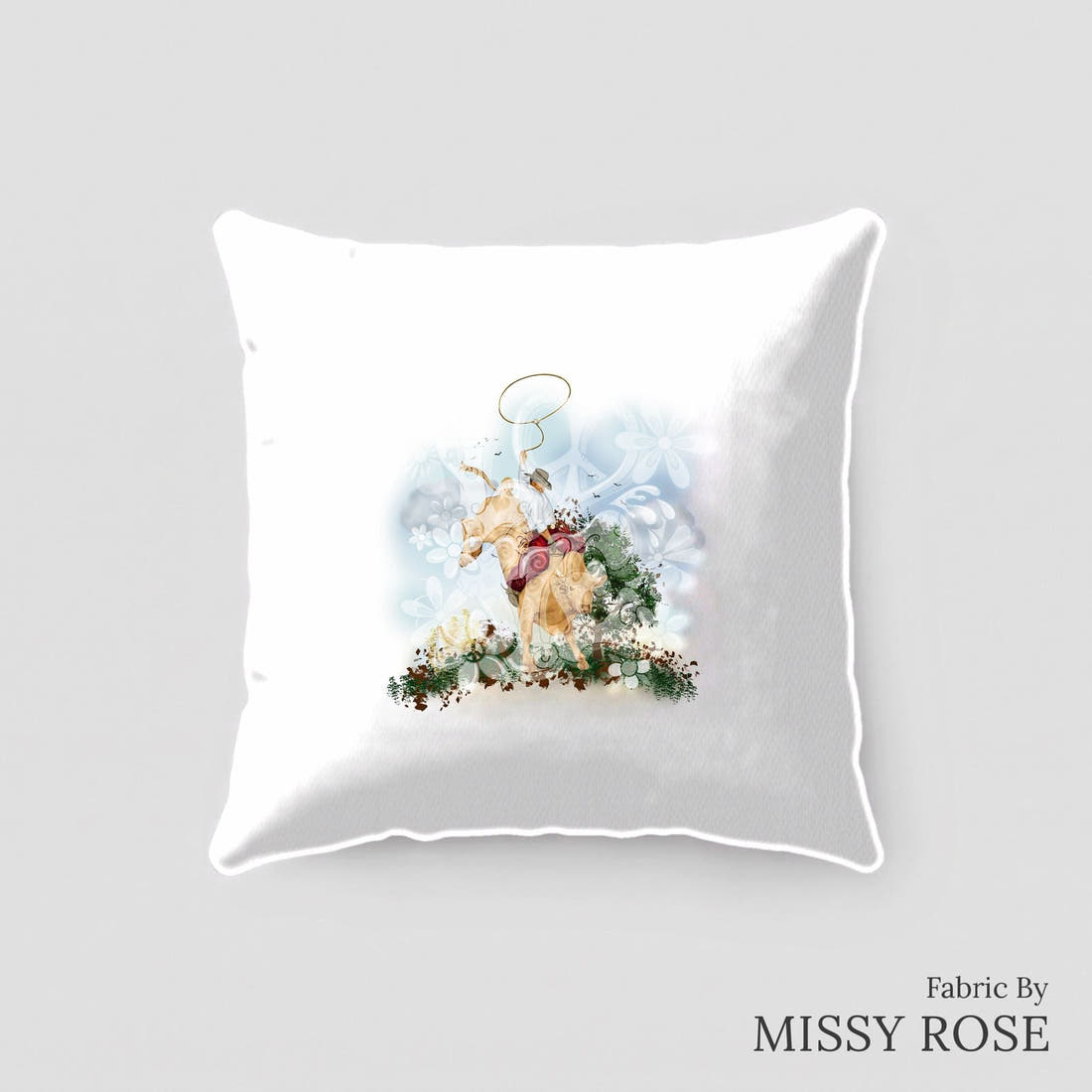 Design 491 Rodeo Panel sewn into a cushion – see how the panel looks made up | Fabric by Missy Rose