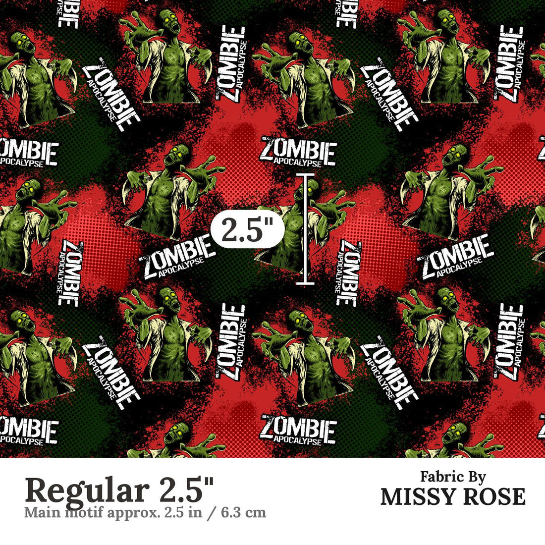 Design 492 Zombie Fabric Regular 2.5" - print scale | Fabric by Missy Rose