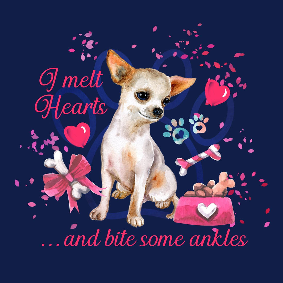 Design 493 Chihuahua Panel – full artwork close-up of the printed picture | Fabric by Missy Rose
