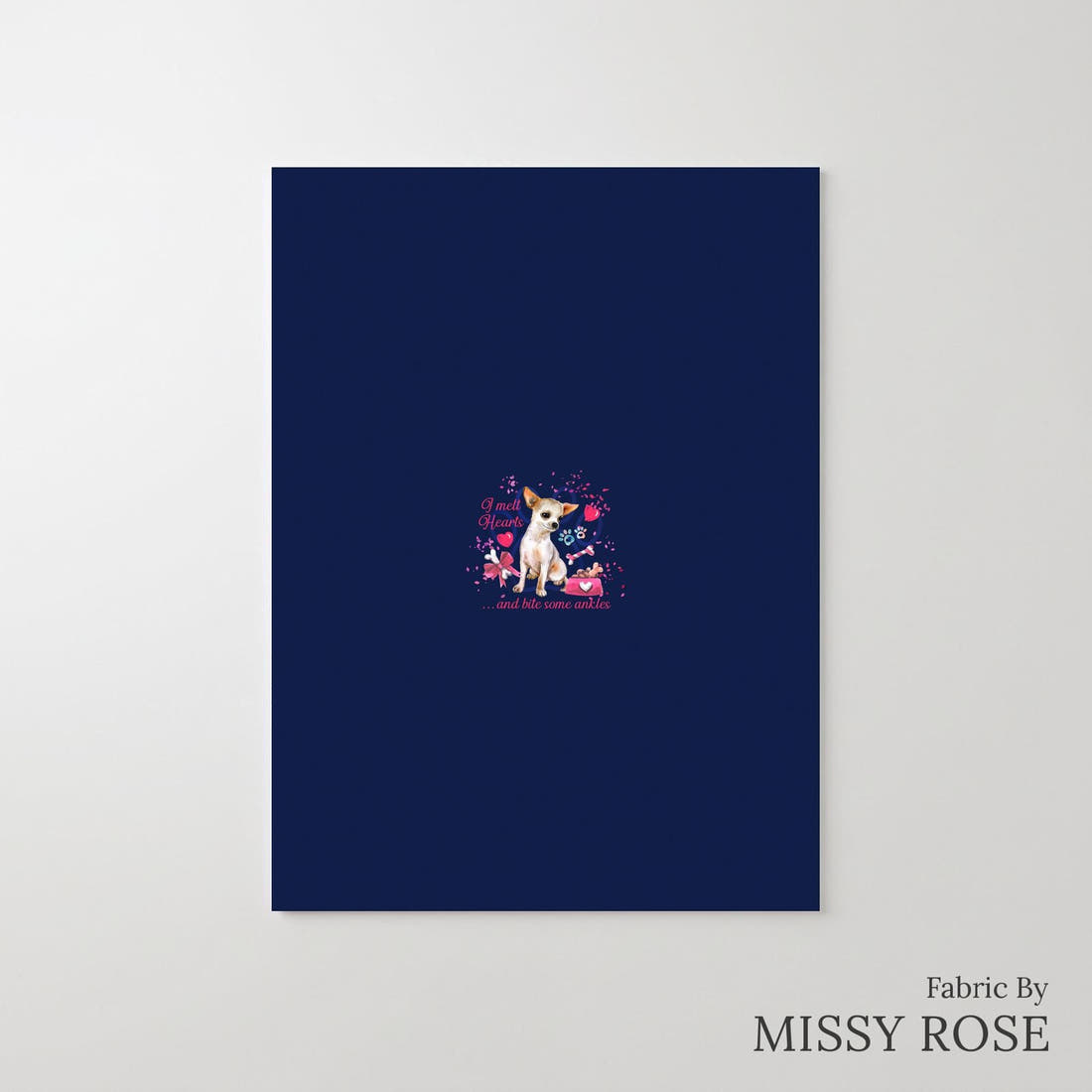 Design 493 Chihuahua Panel – printed fabric panel with centred picture, custom printed to order | Fabric by Missy Rose