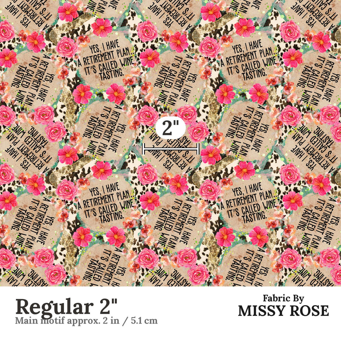 Design 494 Wine Tasting Fabric Regular 2" - print scale | Fabric by Missy Rose