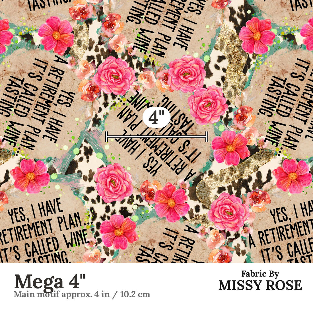 Design 494 Wine Tasting Fabric Mega 4" - print scale | Fabric by Missy Rose