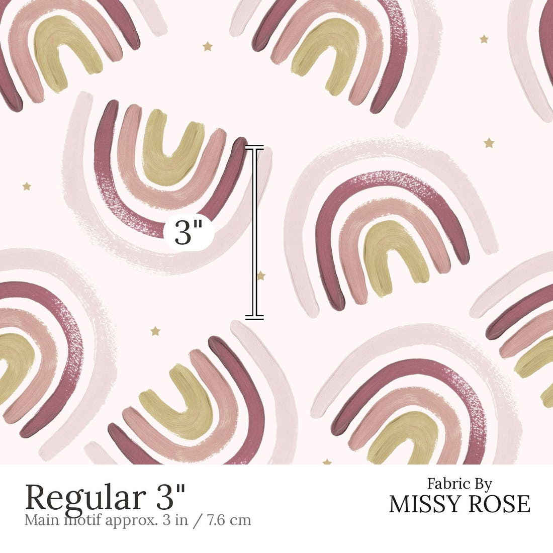 Design 495 Boho Rainbow Fabric Regular 3 inch print scale guide | Fabric by Missy Rose