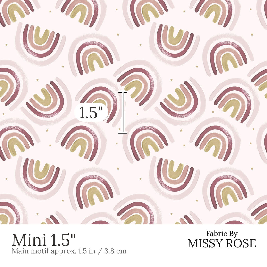 Design 495 Boho Rainbow Fabric Mini 1.5 inch print scale guide | Fabric by Missy Rose