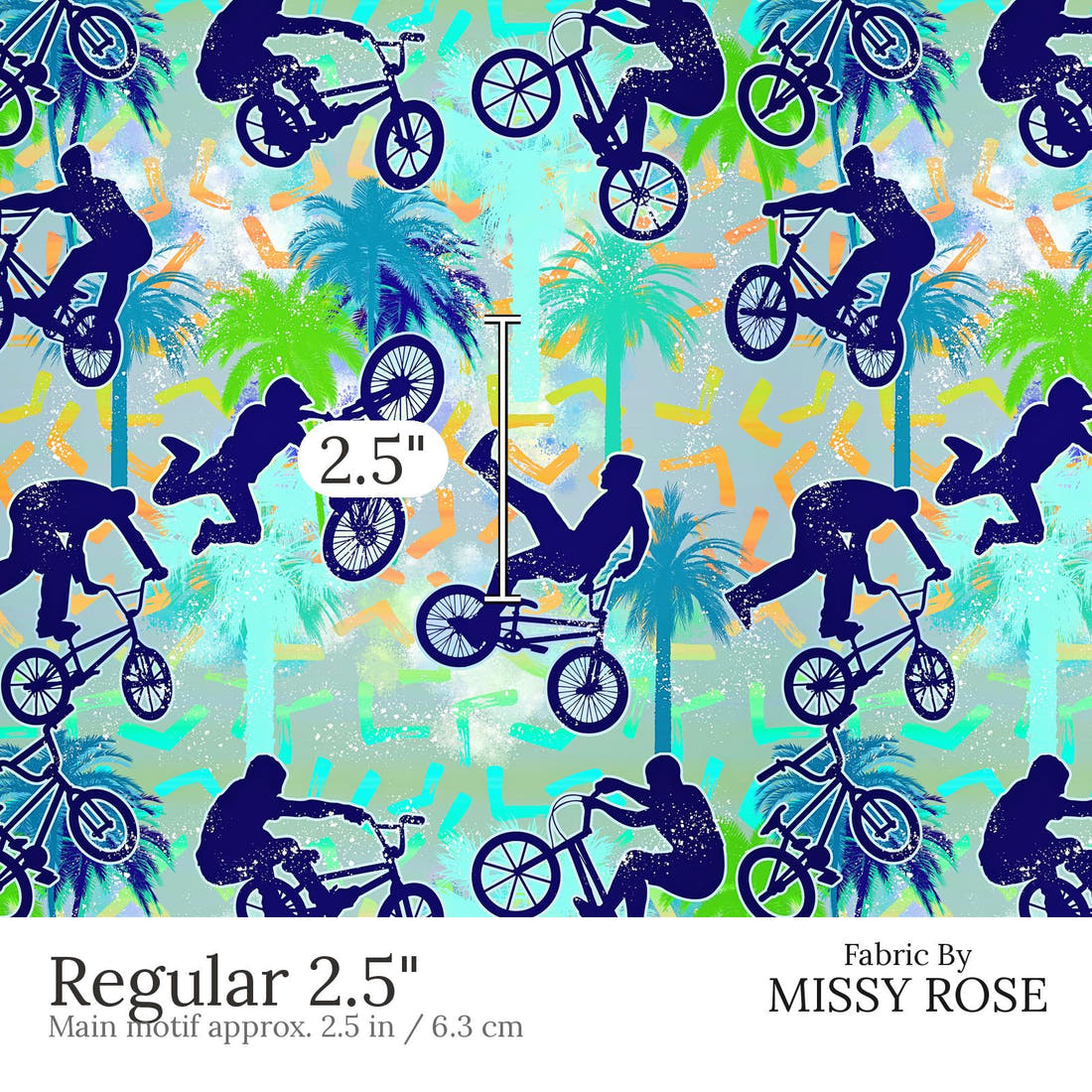 Design 497 BMX Fabric Regular 2.5 inch print scale guide | Fabric by Missy Rose