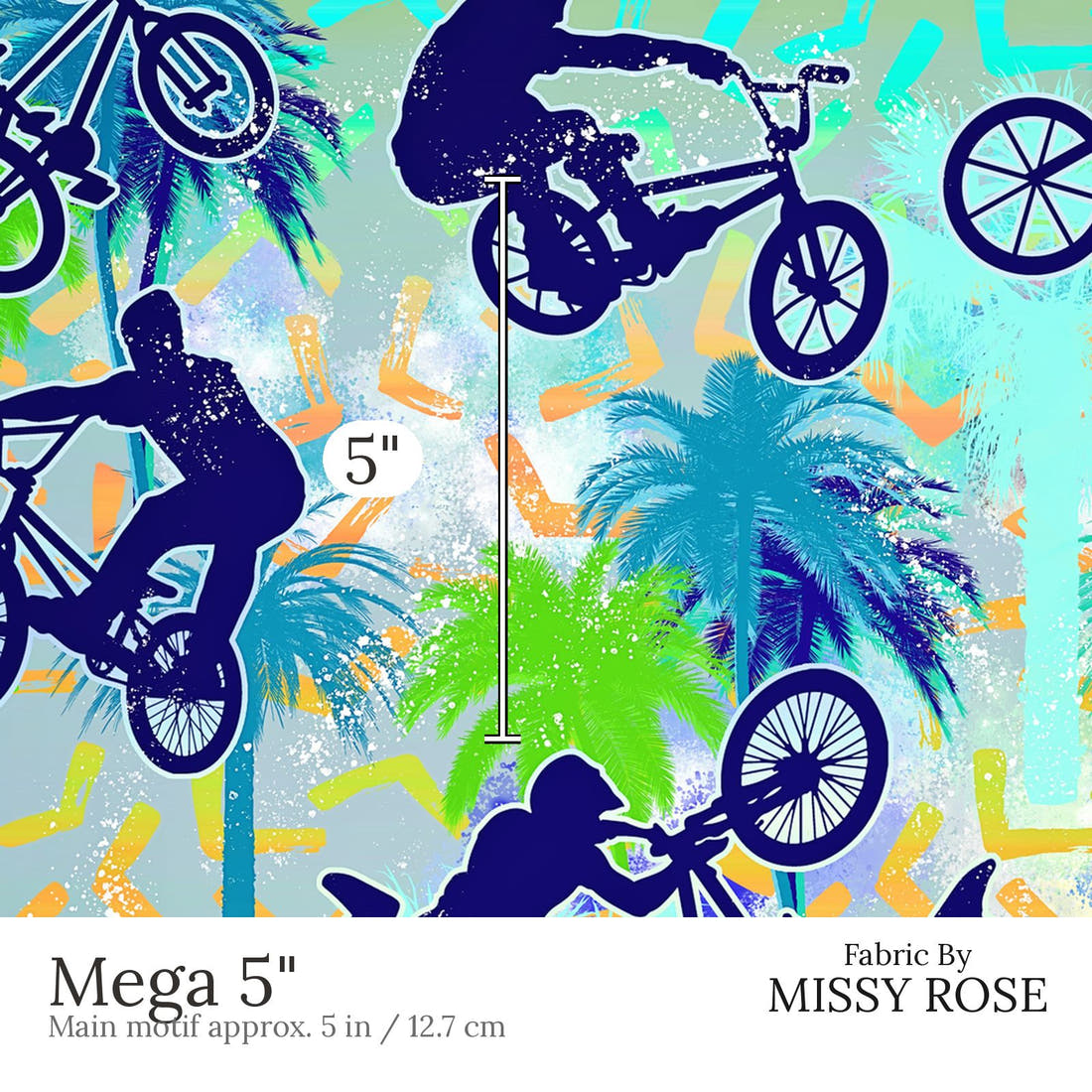 Design 497 BMX Fabric Mega 5 inch print scale guide | Fabric by Missy Rose