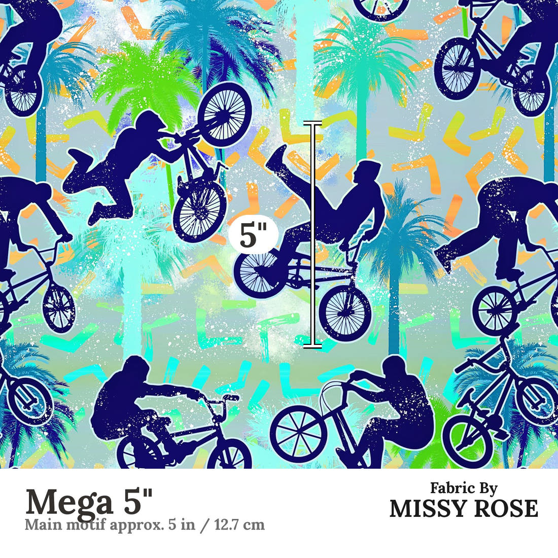Design 497 BMX Fabric Mega 5" - print scale | Fabric by Missy Rose