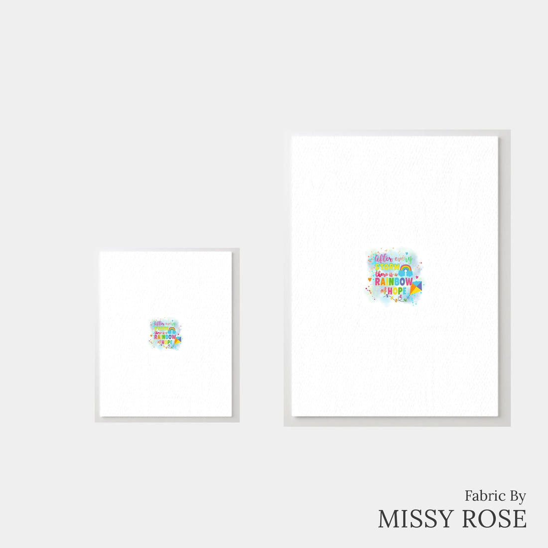 Design 498 Rainbow Baby Panel – universal and adult panel sizes side by side | Fabric by Missy Rose