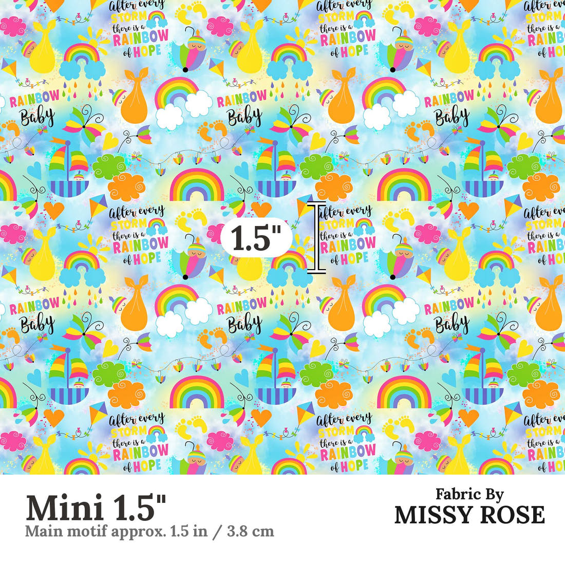 Design 498 Rainbow Baby Fabric Mini 1.5" - print scale | Fabric by Missy Rose