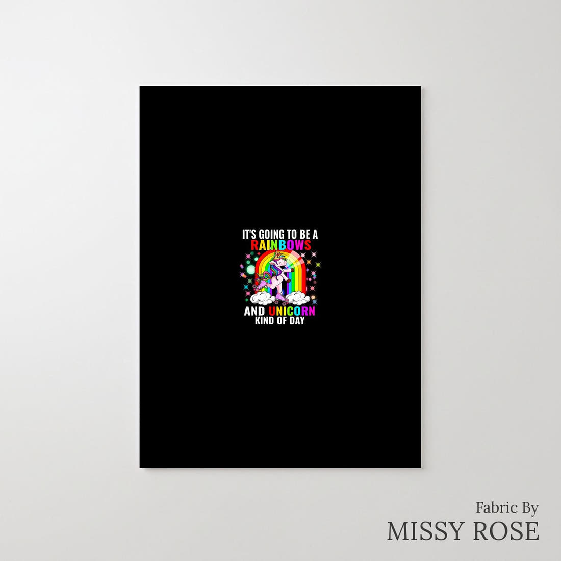 Design 499 Rainbow Unicorn Panel – printed fabric panel with centred picture, custom printed to order | Fabric by Missy Rose
