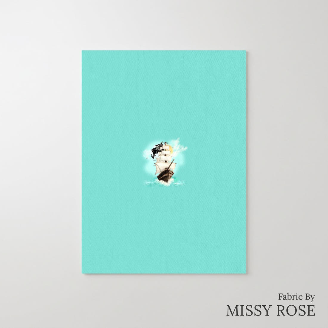 Design 5 Pirate Ship Panel – printed fabric panel with centred picture, custom printed to order | Fabric by Missy Rose