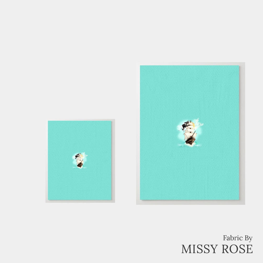 Design 5 Pirate Ship Panel – universal and adult panel sizes side by side | Fabric by Missy Rose
