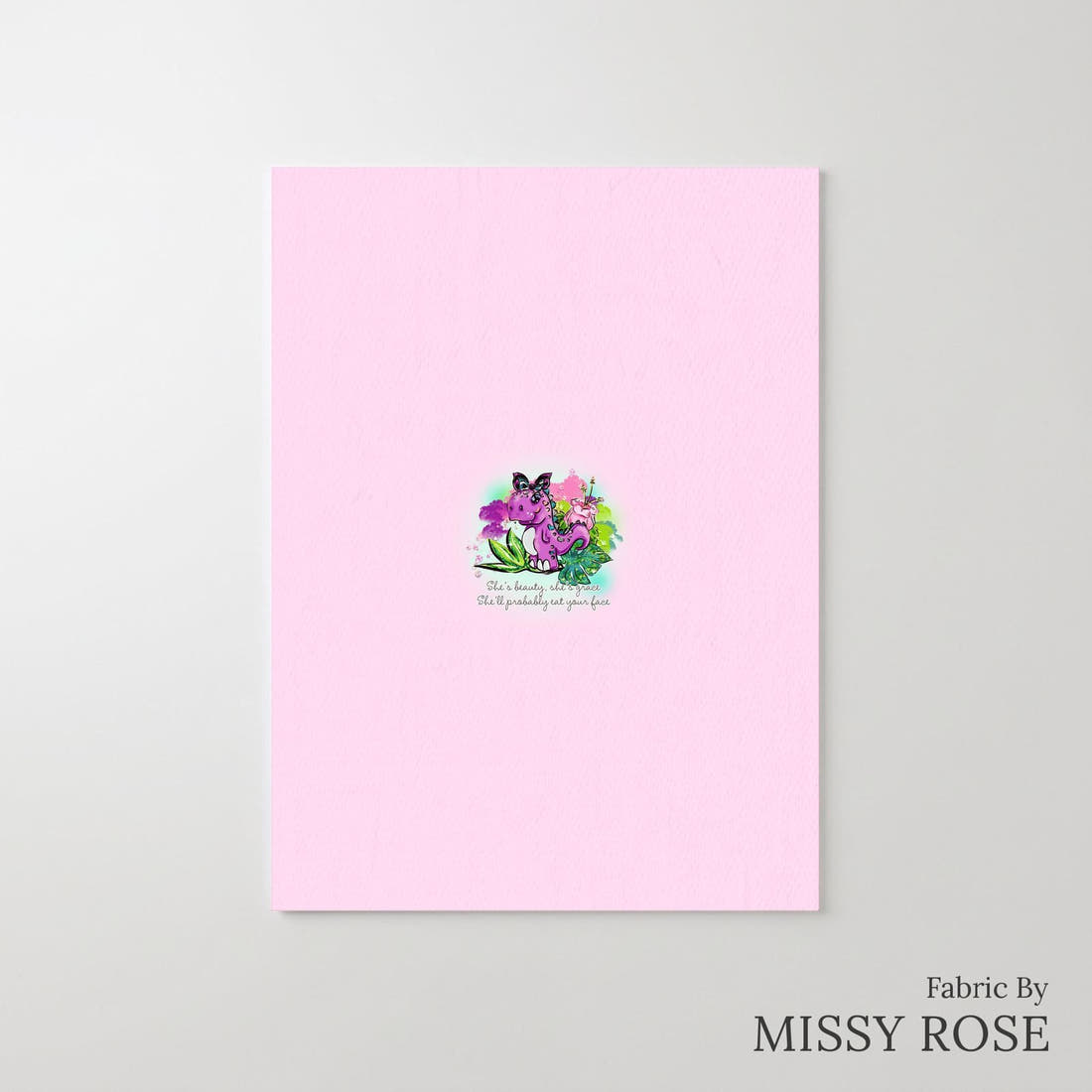 Design 500 Pink Dinosaur Panel – printed fabric panel with centred picture, custom printed to order | Fabric by Missy Rose