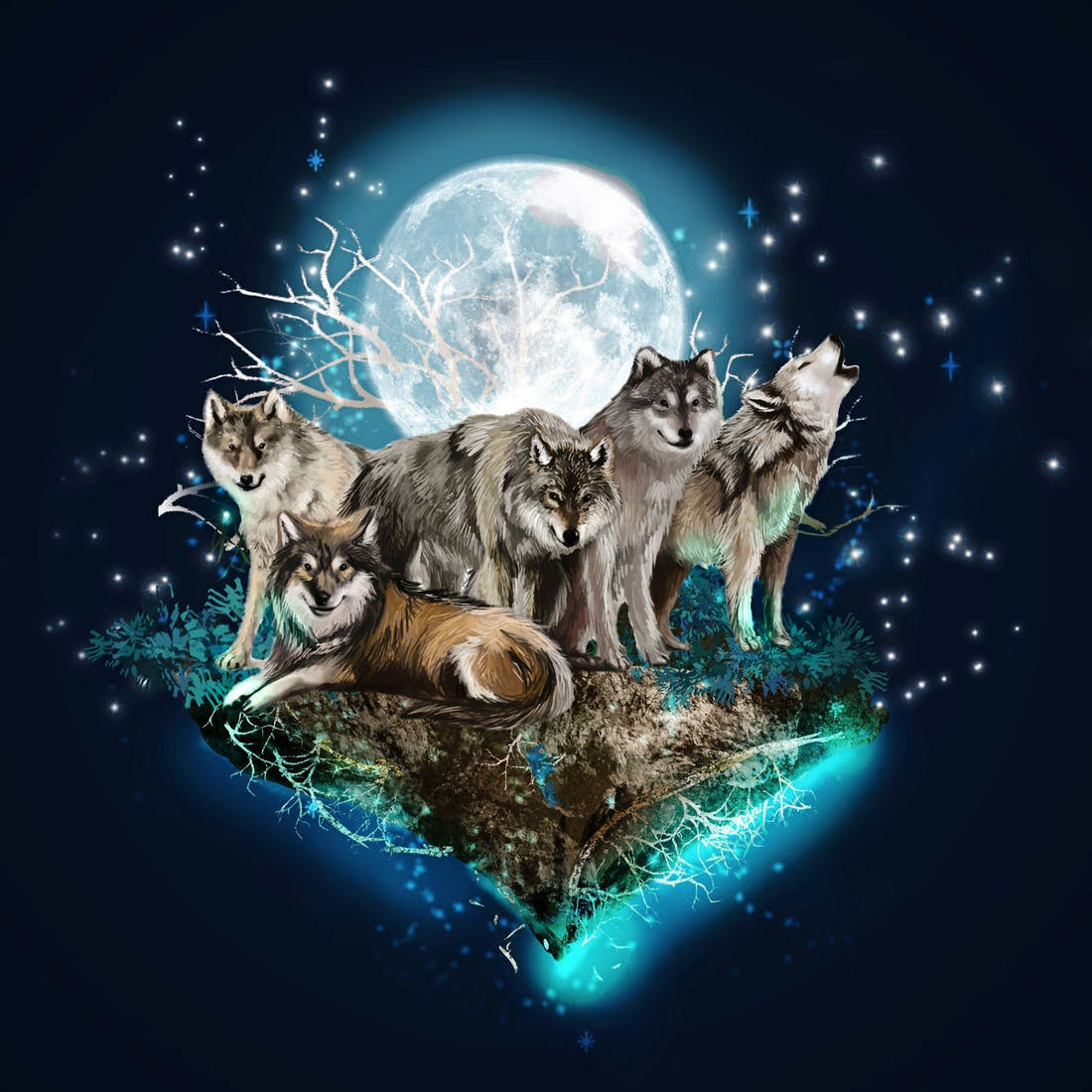 Design 501 Wolf Panel – full artwork close-up of the printed picture | Fabric by Missy Rose