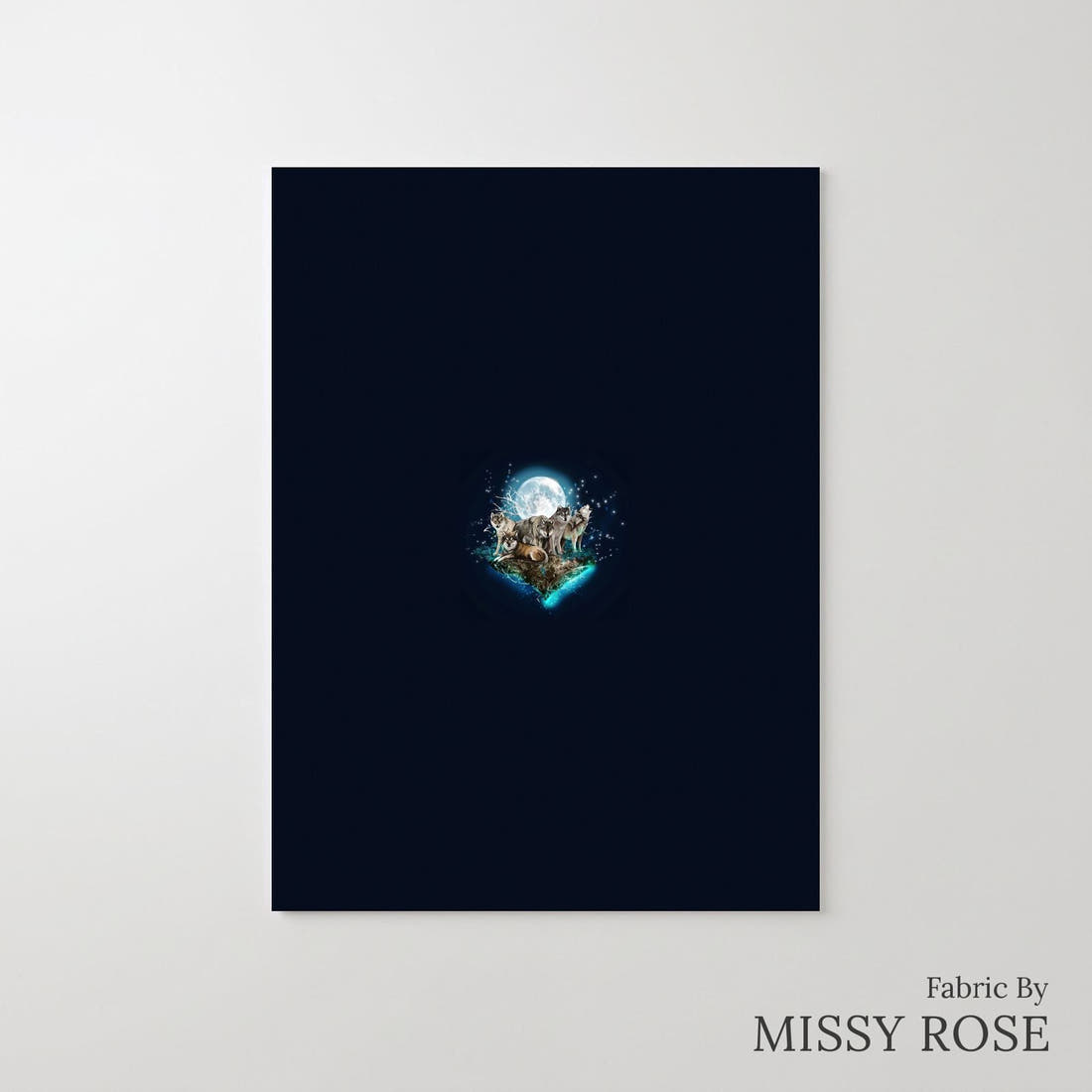 Design 501 Wolf Panel – printed fabric panel with centred picture, custom printed to order | Fabric by Missy Rose