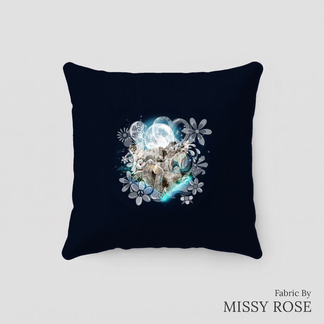 Design 501 Wolf Panel sewn into a cushion – see how the panel looks made up | Fabric by Missy Rose