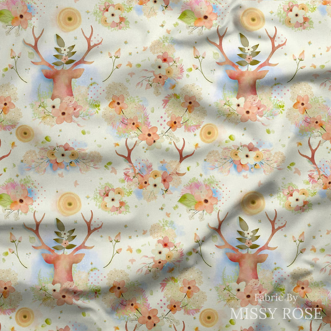 Design 502 Neutral Woodlands Fabric draped fabric mockup – custom printed fabric by the metre | Fabric by Missy Rose