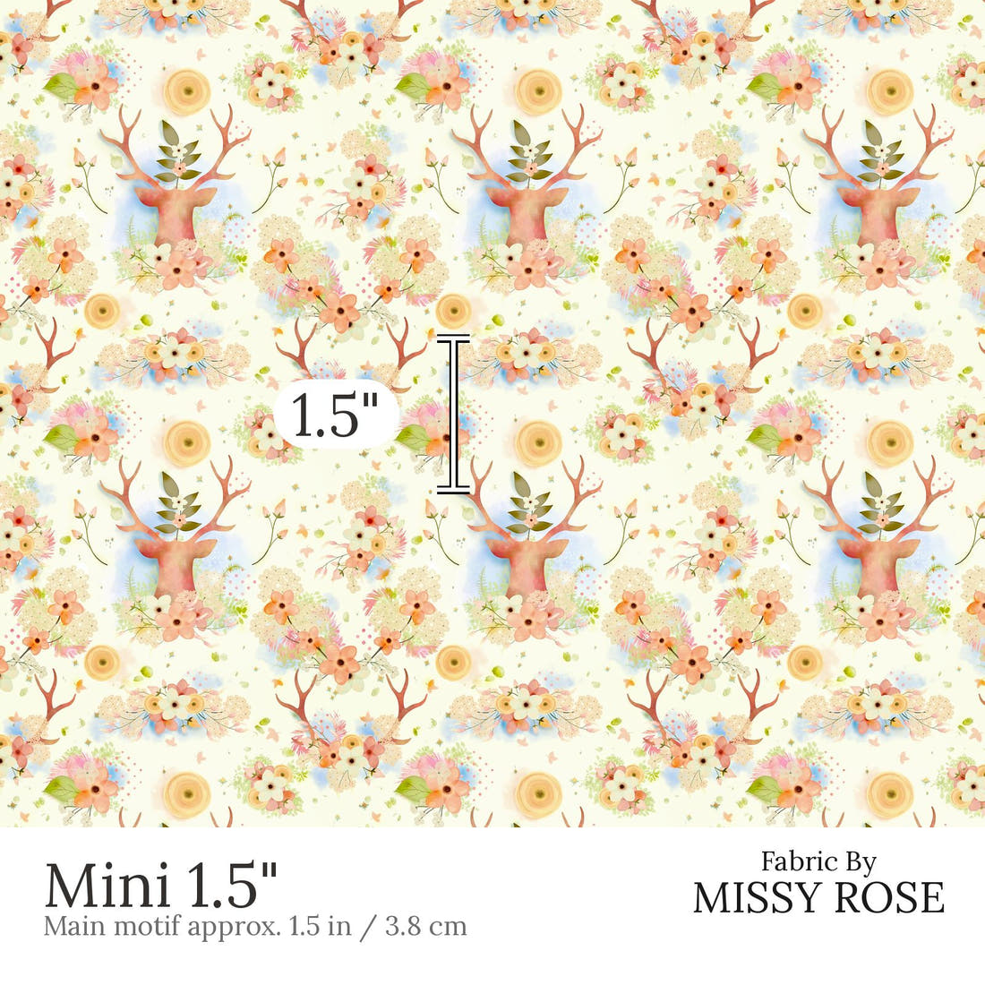 Design 502 Neutral Woodlands Fabric Mini 1.5 inch print scale guide | Fabric by Missy Rose