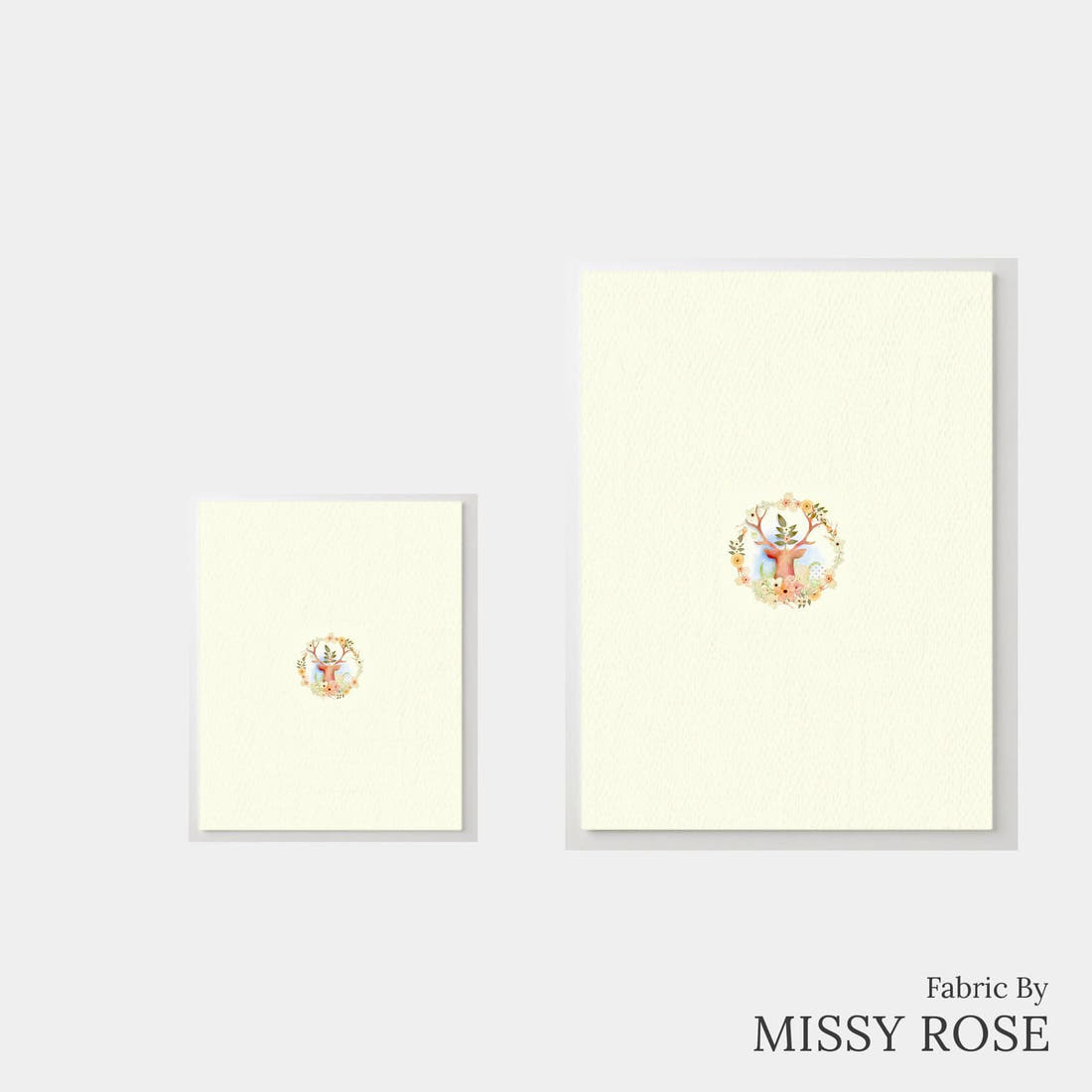 Design 502 Neutral Woodlands Panel – universal and adult panel sizes side by side | Fabric by Missy Rose