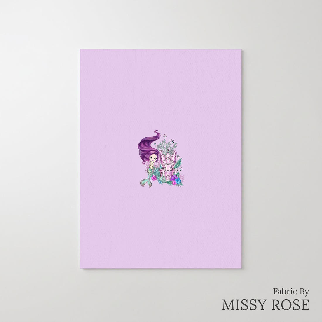 Design 503 Purple Mermaid Panel – printed fabric panel with centred picture, custom printed to order | Fabric by Missy Rose