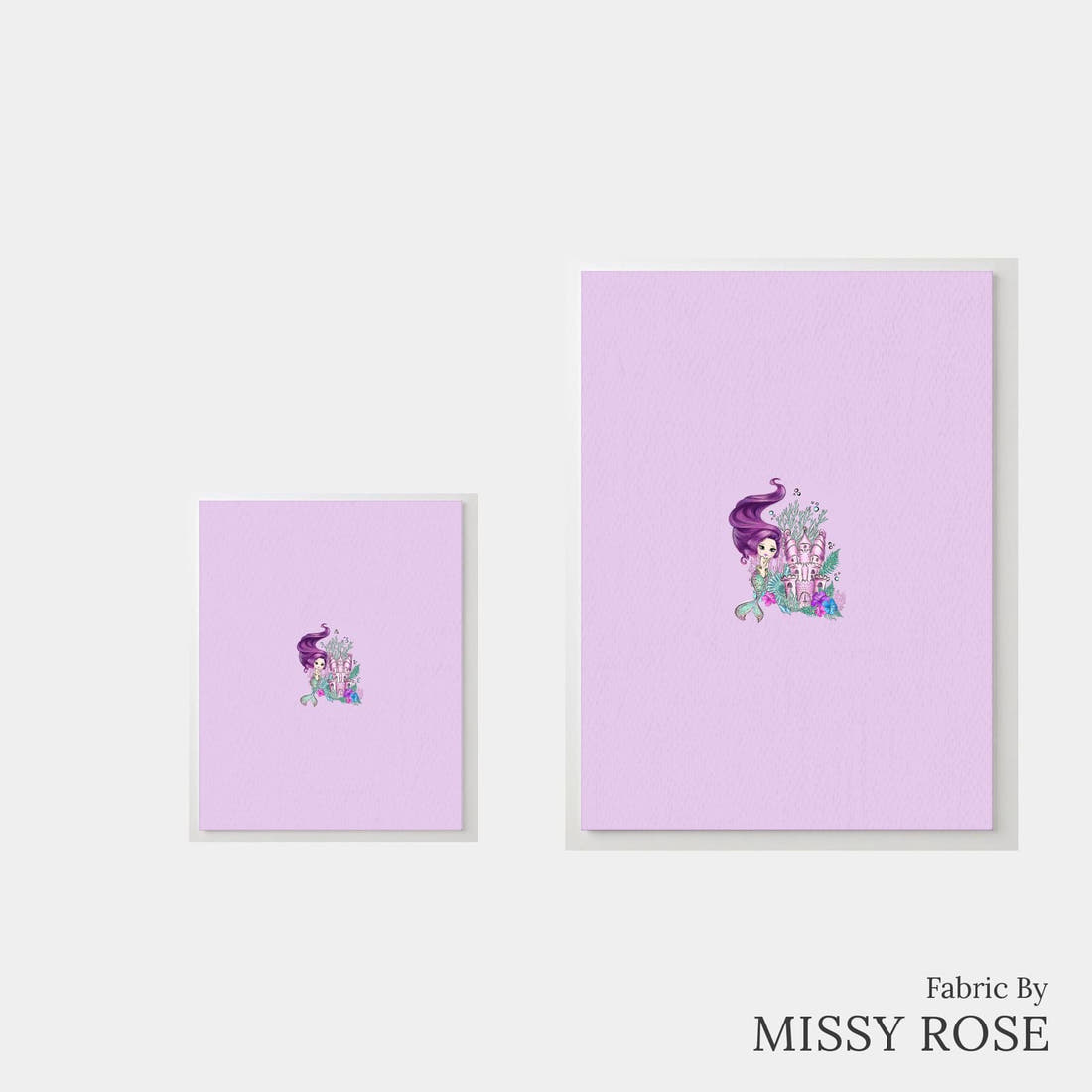 Design 503 Purple Mermaid Panel – universal and adult panel sizes side by side | Fabric by Missy Rose