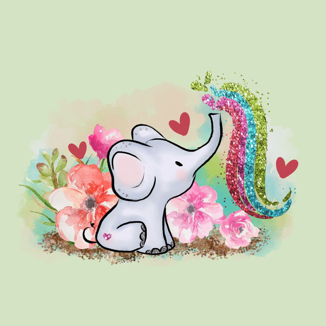 Design 504 Elephant Panel – full artwork close-up of the printed picture | Fabric by Missy Rose