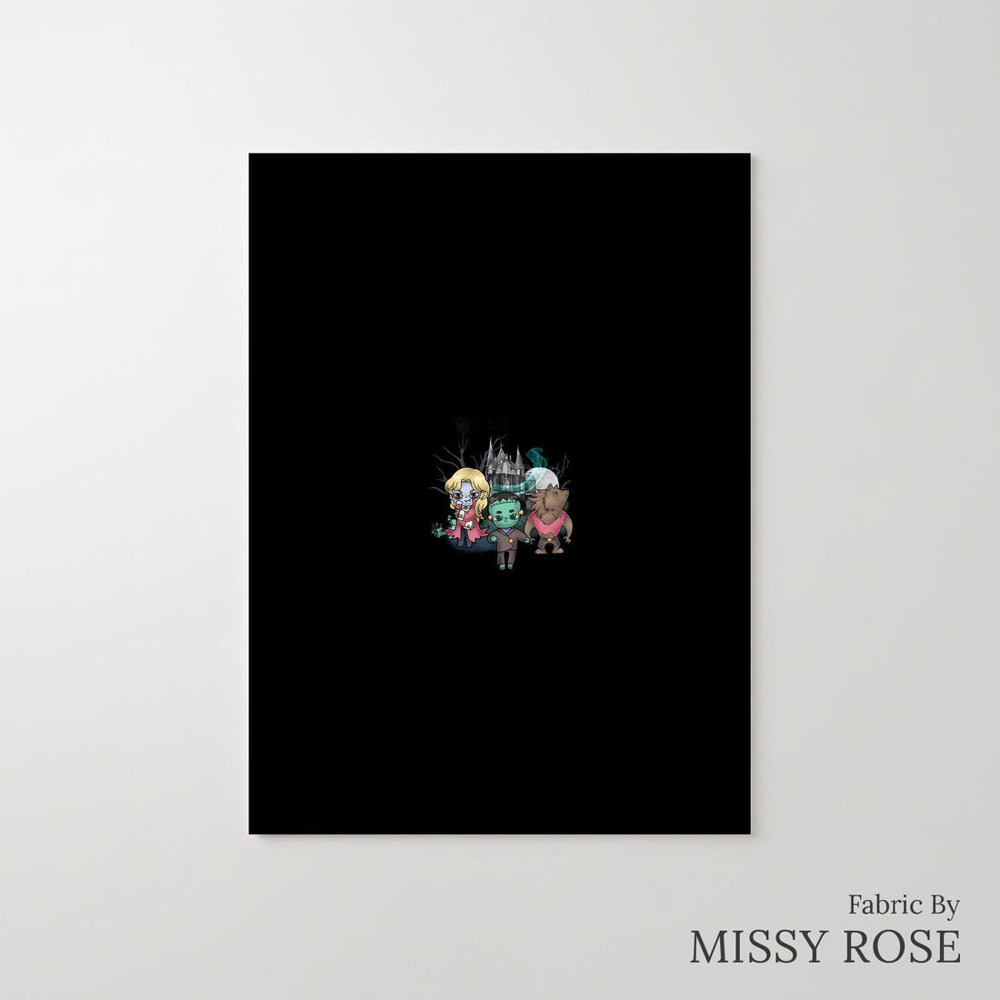 Design 505 Frankenstine Panel – printed fabric panel with centred picture, custom printed to order | Fabric by Missy Rose