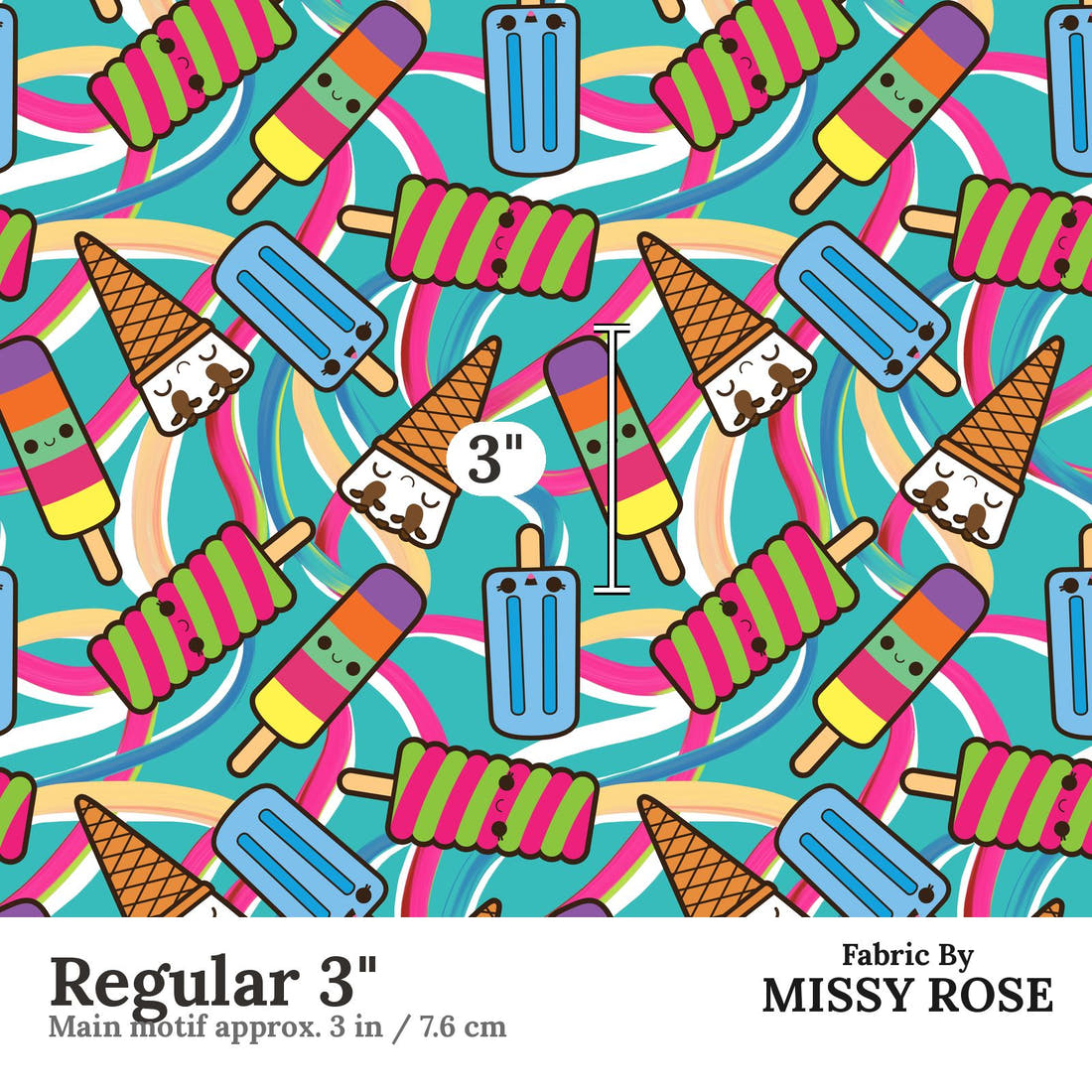 Design 506 Bright Ice Blocks Fabric Regular 3" - print scale | Fabric by Missy Rose