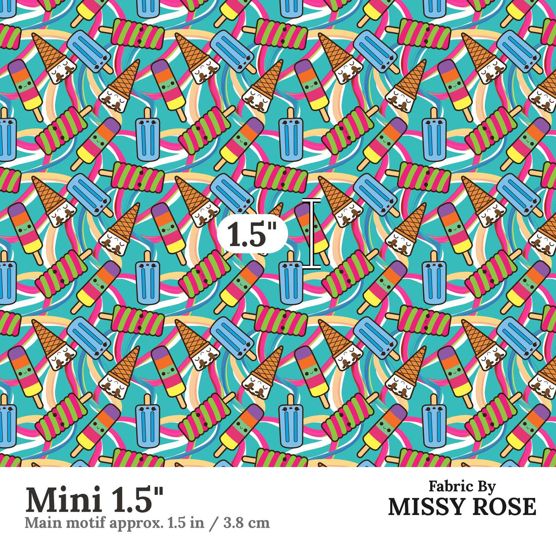Design 506 Bright Ice Blocks Fabric Mini 1.5" - print scale | Fabric by Missy Rose