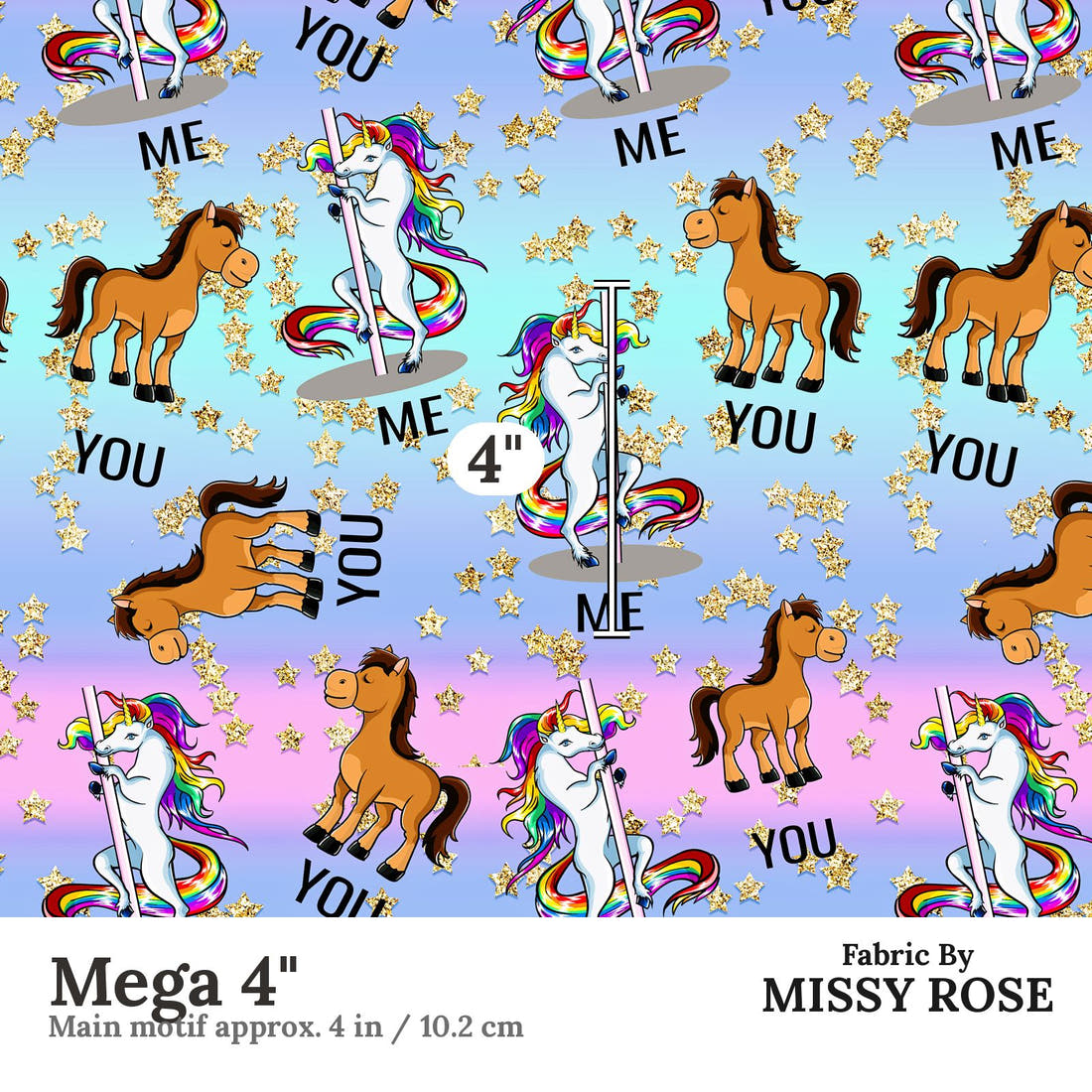 Design 508 Funny Fabric Mega 4" - print scale | Fabric by Missy Rose
