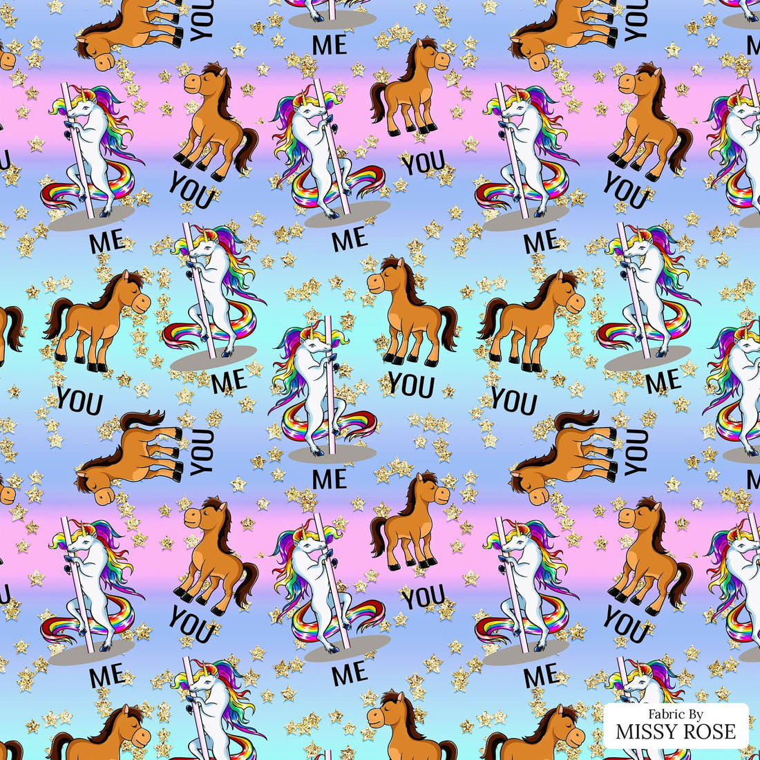 Design 508 Funny Fabric - flat view of the print, zoom in for detail | Fabric by Missy Rose