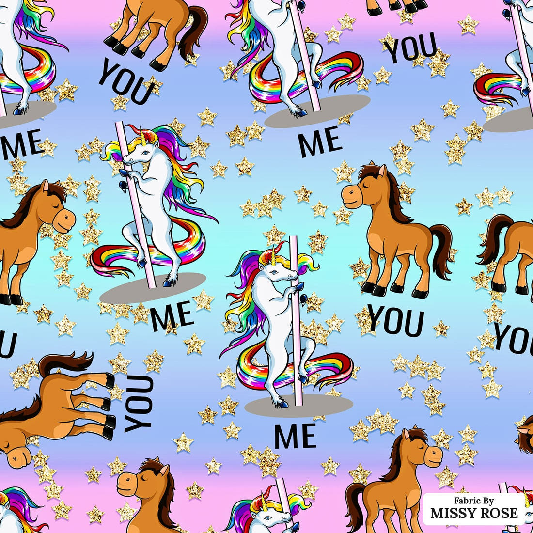 Design 508 Funny Fabric - flat view of the print, zoom in for detail | Fabric by Missy Rose