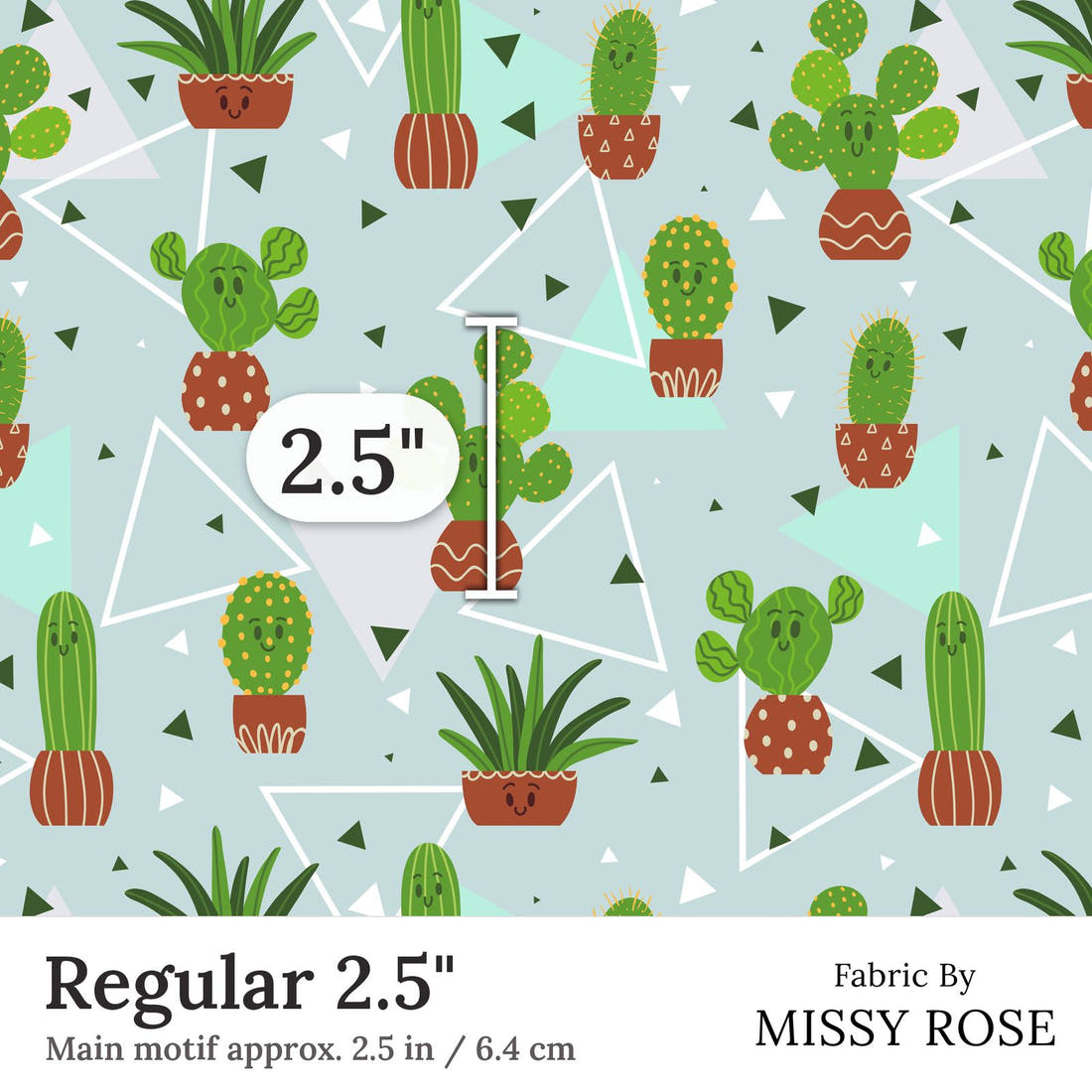 Design 51 Cactus Fabric Regular 2.5 inch print scale guide | Fabric by Missy Rose