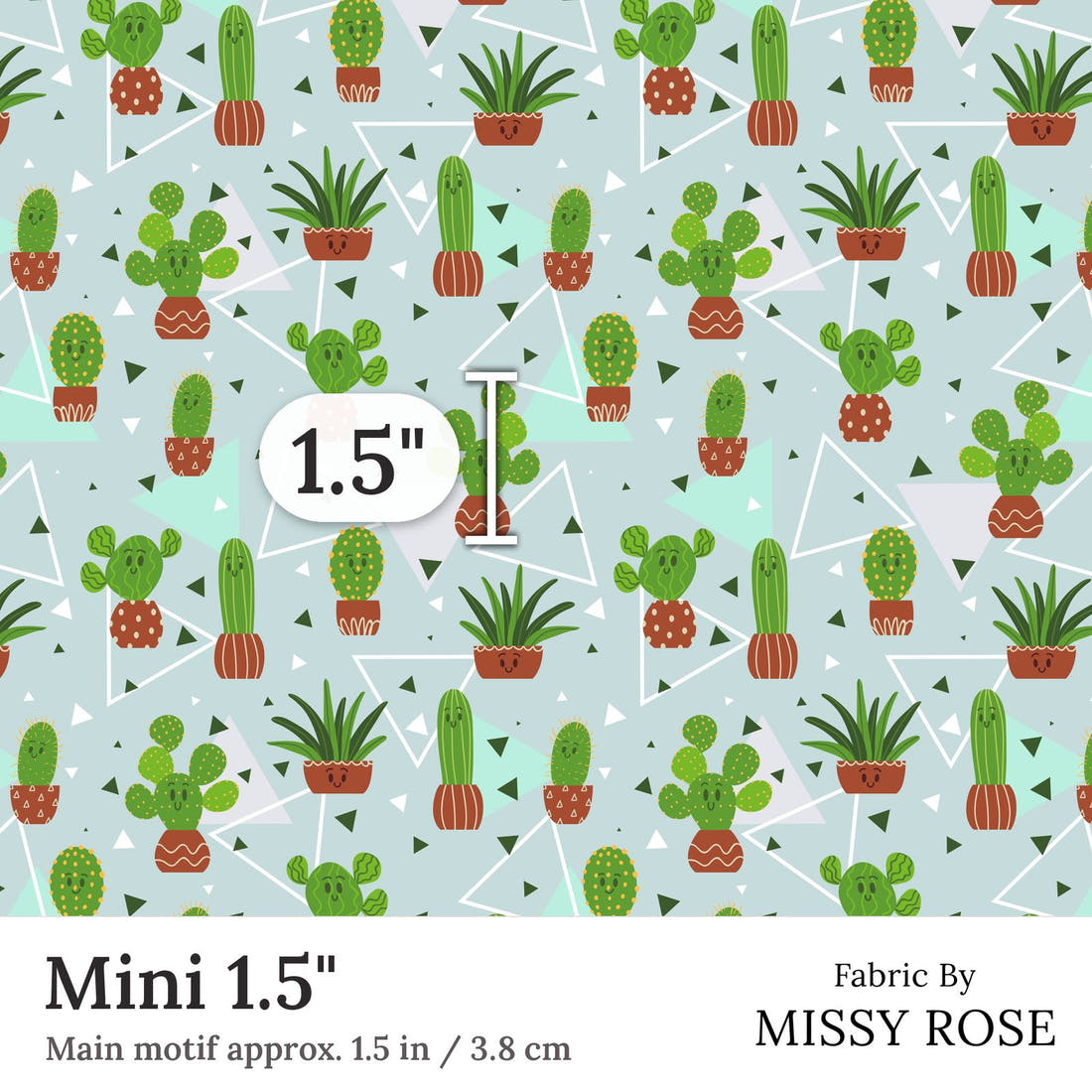 Design 51 Cactus Fabric Mini 1.5 inch print scale guide | Fabric by Missy Rose