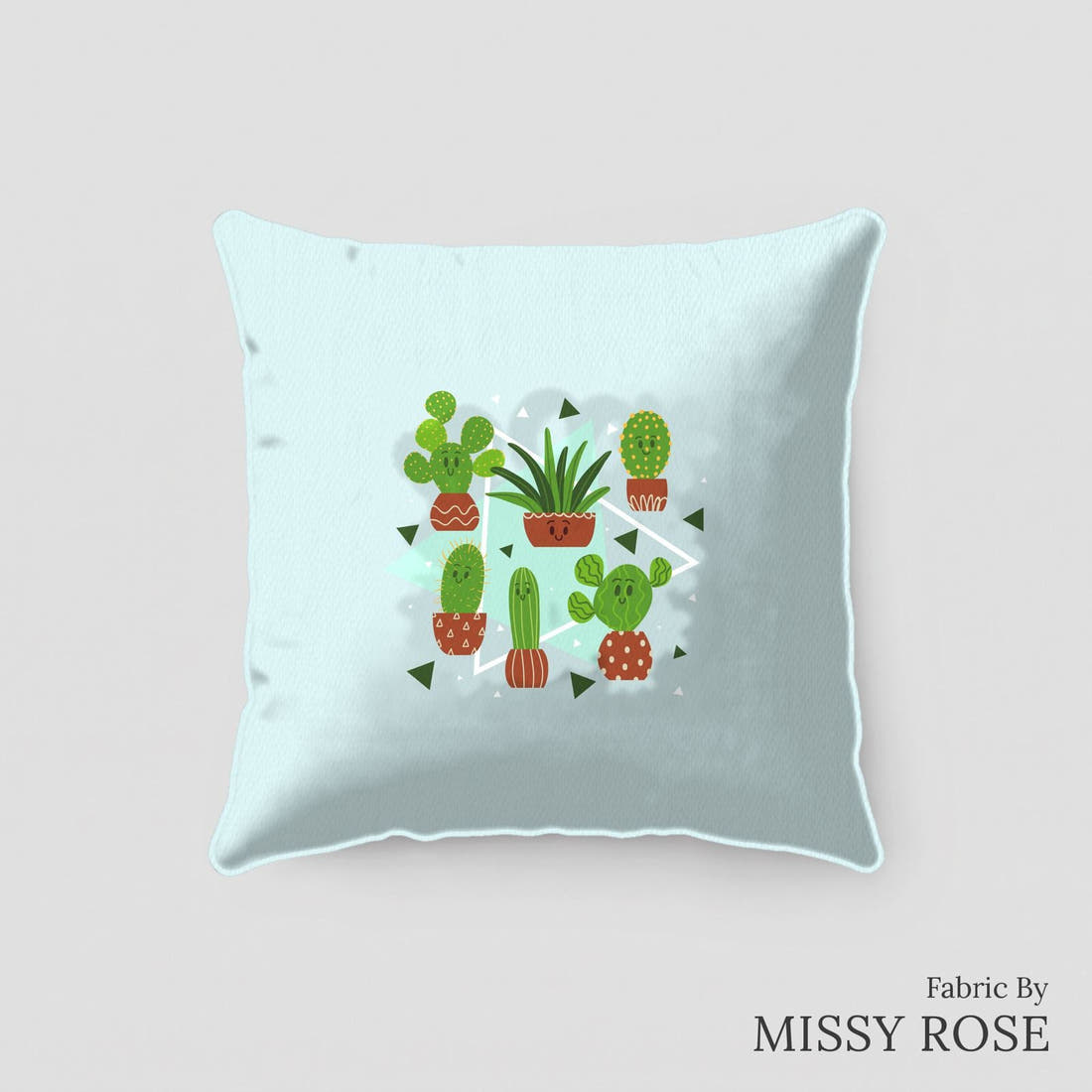 Design 51 Cactus Panel sewn into a cushion – see how the panel looks made up | Fabric by Missy Rose