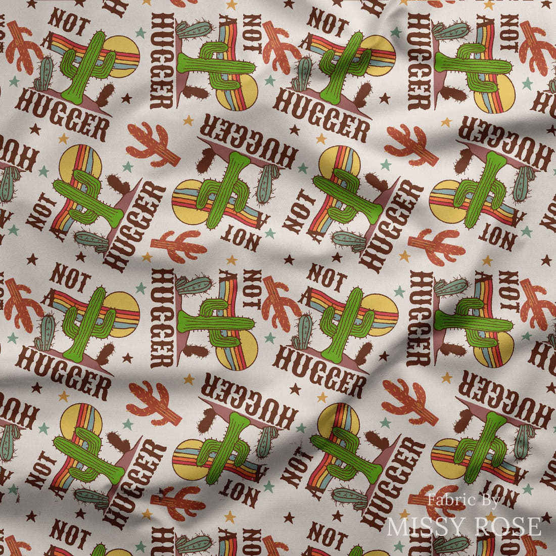 Design 510 Cactus Fabric draped fabric mockup – custom printed fabric by the metre | Fabric by Missy Rose