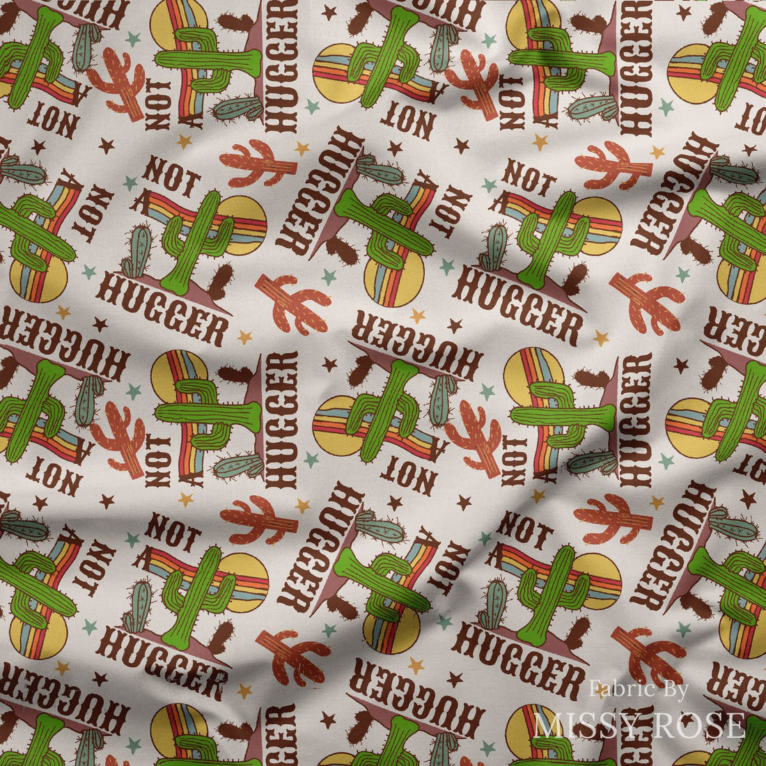 Design 510 Cactus Fabric draped fabric mockup – custom printed fabric by the metre | Fabric by Missy Rose