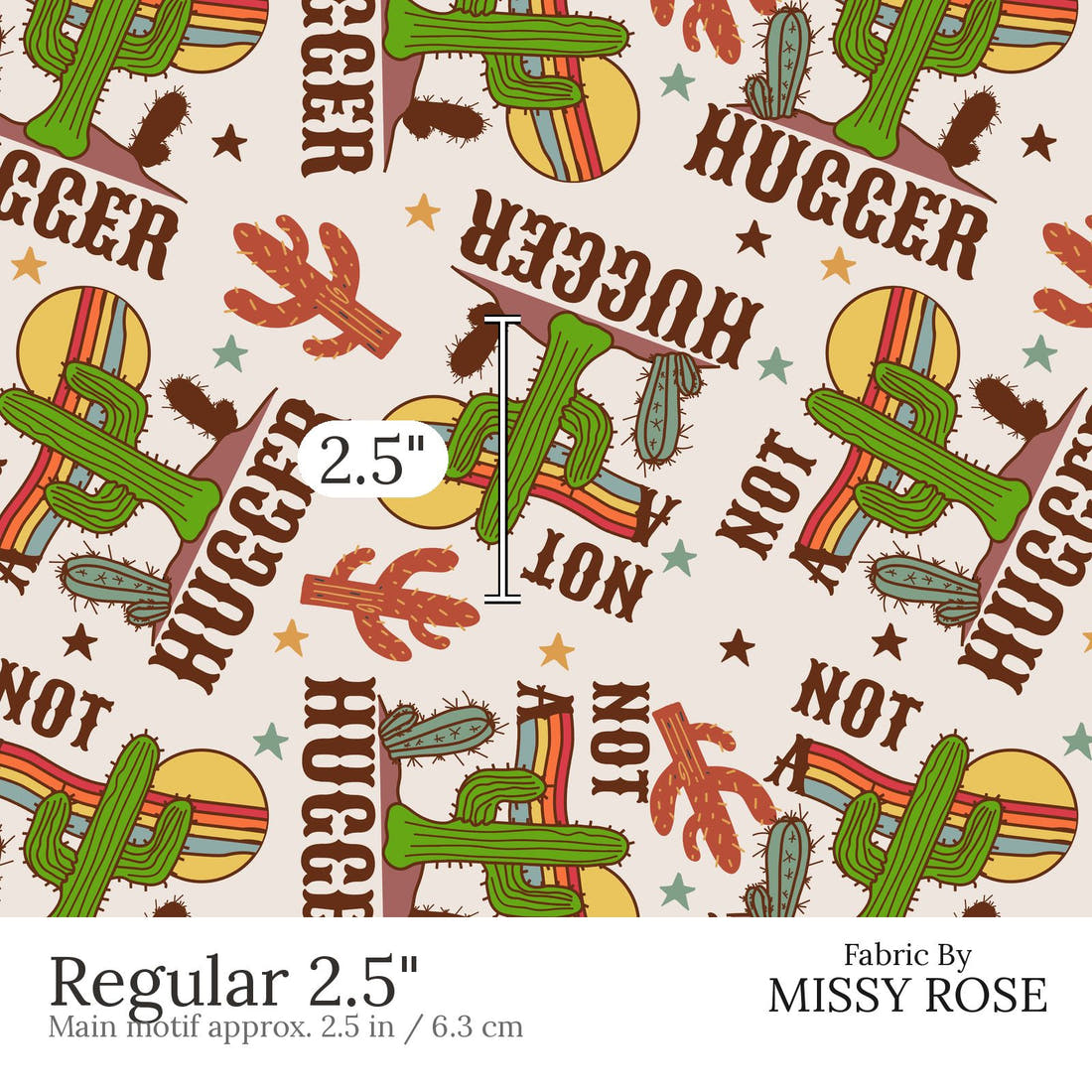 Design 510 Cactus Fabric Regular 2.5 inch print scale guide | Fabric by Missy Rose
