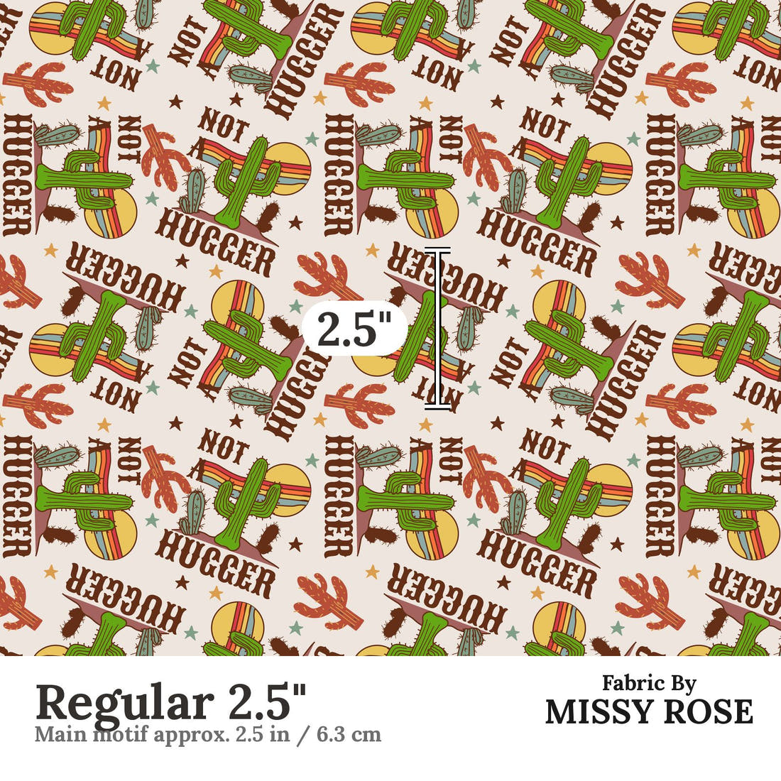 Design 510 Cactus Fabric Regular 2.5" - print scale | Fabric by Missy Rose
