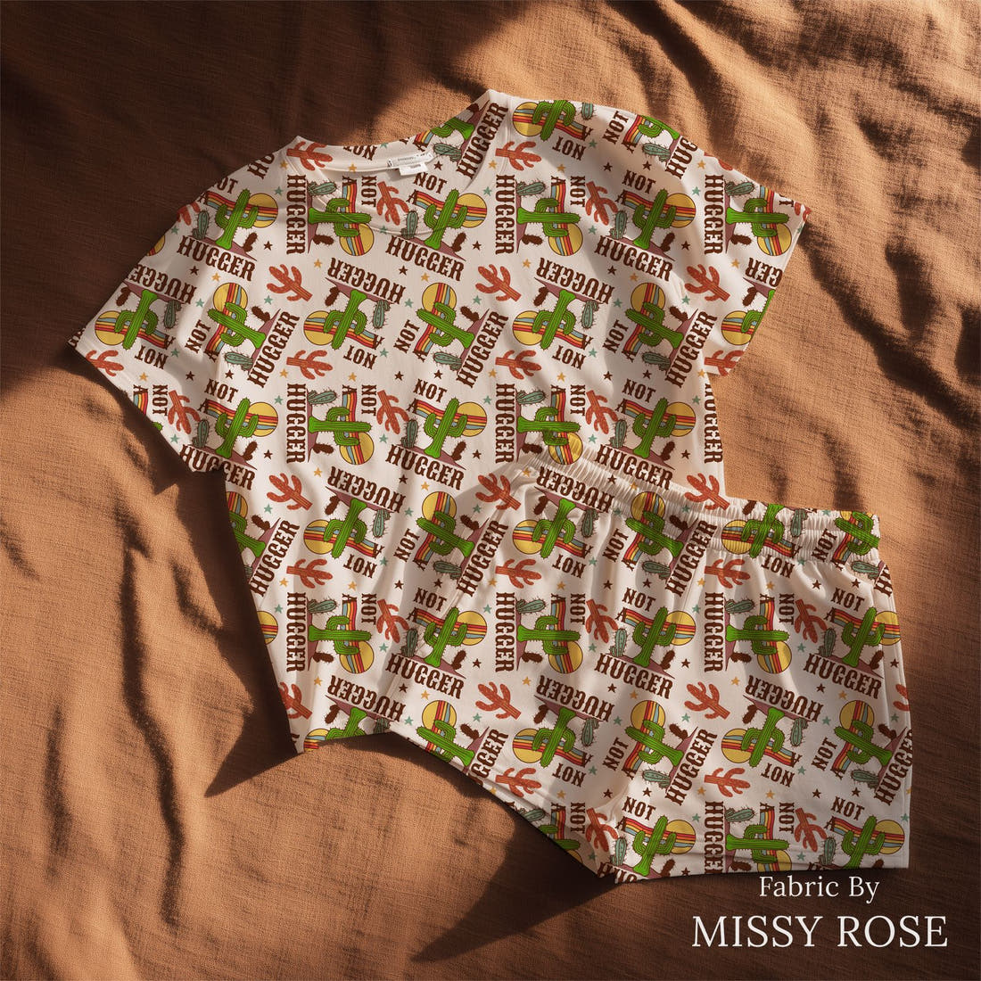 Design 510 Cactus Fabric sewn into a lounge set – see how the print looks made up | Fabric by Missy Rose